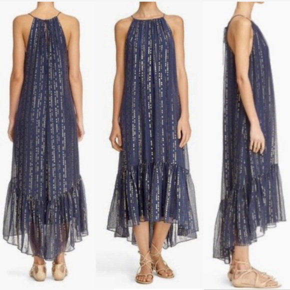 Tibi | Dresses | Tibi Metallic Gold Fil Coupe Maxi Dress | Poshmark